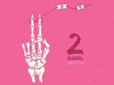 Two Invites Available death drawing dribbble hand drawn illustration invitation invite invites skeleton