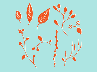 Even More Minimal'ish Nature Elements clean contemporary design drawing floral hand drawn illustration leaves minimal nature pattern vector