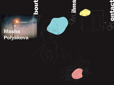 Masha Polyakova websait dark illustration outline typography vector