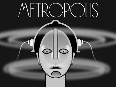 Metropolis 1902 film illustration poster robot typography vector