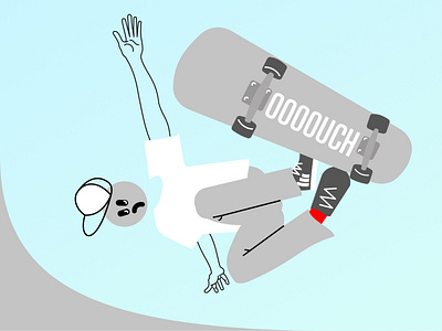 OOOOUCH illustration skateboardd typography vector
