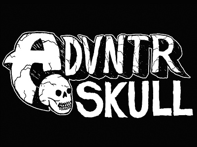 ADVENTURE SKULL LOGO adventure blackandwhite bold cracked hand drawn icon ink ink drawing logo skull type typography