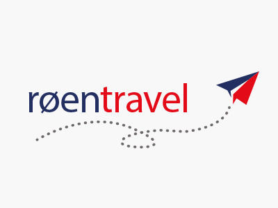 RoenTravel Logo Design 2 travel aeroplane logo illustration plane norway blue red