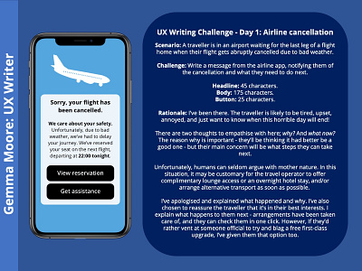 UX Writing Challenge - Day 1: Airline cancellation content design contentdesign copywriting design ui ui design uidesign ux ux design ux writing uxdesign uxwriting