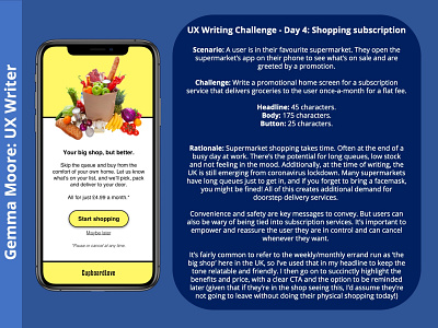 UX Writing Challenge - Day 4: Shopping subscription content design contentdesign copywriting design ui ui design uidesign ux ux design ux writing uxdesign uxwriting
