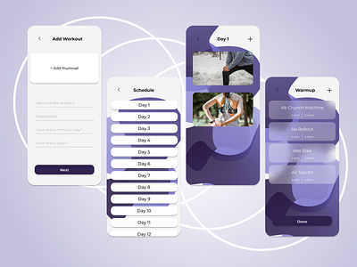 Workout App design figma fitnessapp mobile app design mobile ui purple design workout workout app