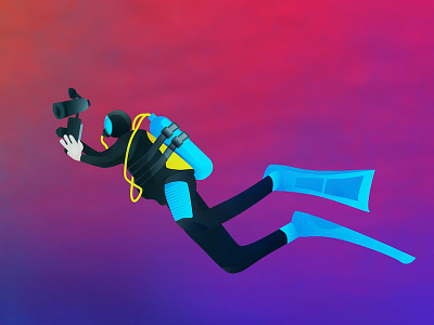 Diving & Shooting illustration water