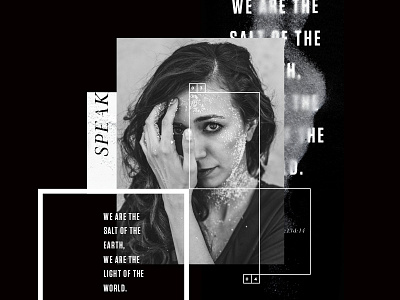 Salt & Light Layout Design abstract black black and white collage contrast girl lines minimal photography salt typography white