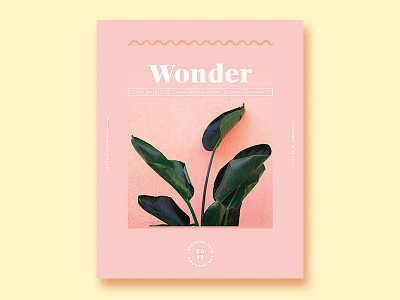 Wonder Round 3 green leaves palm palms pink tropical type typography