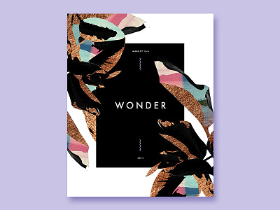 Wonder Conference black foil gold leaf leaves pastel print purple rose gold typography white