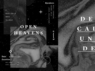 Open Heavens 2017 abstract black black and white dots grain minimal outerspace space texture typography warp white