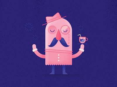 Person Project #1 blue cartoon character cup drink illustration man monocle mustache pink vector