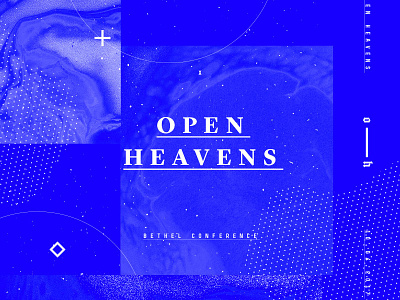 Open Heavens abstract art direction blue dots geometric space stars texture typography white