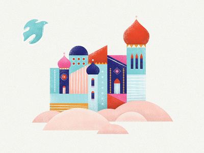 Desert City bethlehem blue buildings city desert dove illustration pink vector