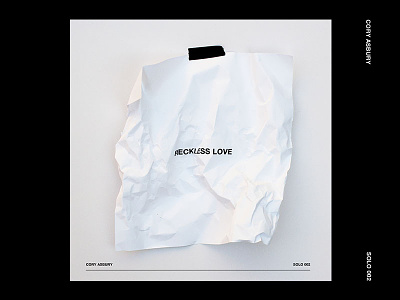 Reckless Love Single album black cover minimal paper typography white wrinkles