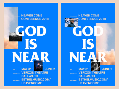 Heaven Come Poster design blue clouds minimal neon poster print typography