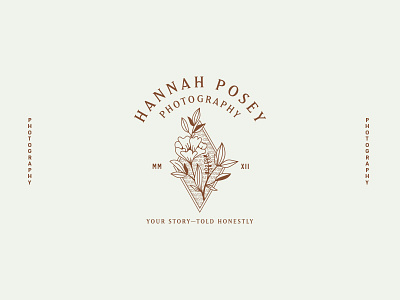 Hannah Posey Logo brand branding etched etching flower lines logo mark photography typography