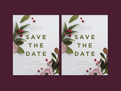 Save the Dates berries craft floral flowers invitation invite leaves marriage paper save the date typography wedding