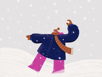Snow Day coat girl illustration person pink procreate scarf snow snowball winter