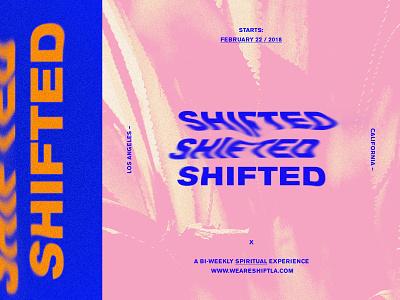 SHIFT— blue bold grain pink type typography warped