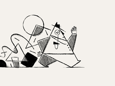 Mr. Triangle black and white geometric illustration pencil shapes sketch triangle