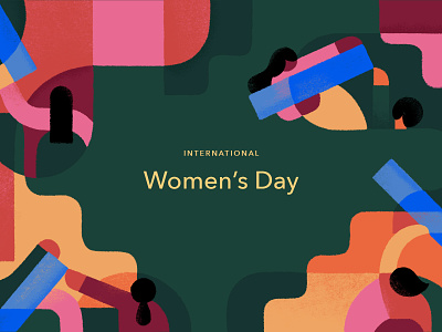 International Women's Day abstract blocks blue geometric girl green illustration pink shapes woman women womens day
