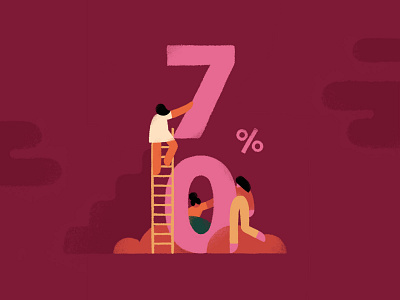 International Women's Day figures girls illustration ladder maroon numbers people pink women