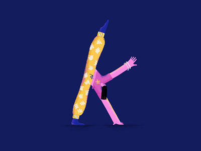 Yoga Girl blue cartwheel drawing girl illustration person pink procreate stretching yellow yoga