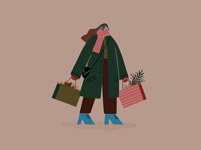 Christmas Shopper animation bags christmas coat girl high heels holiday holidays illustration procreate shopper shopping winter woman