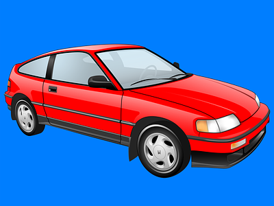 Honda CRX Rio Red adobe adobe illustrator adobemax car car art crx honda illustratoronipad ipad pro redcar vector illustration