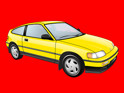 Honda CR-X Barbados Yellow adobe adobe illustrator car car art crx si digital art honda ipadproart sportscar vector vector illustration yellow
