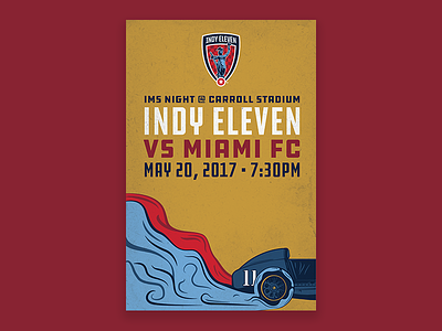 Indy Eleven IMS Night Poster - Full indianapolis indy eleven nasl race car smoke