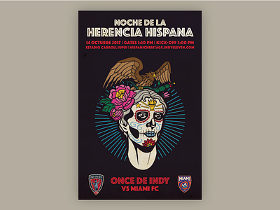 Indy Eleven Hispanic Heritage Night Poster - Full hispanic indy indy eleven lady victory sugar skull