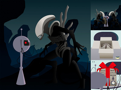 Roboto: Xeno 2d character alien aliens illustration illustrator robot sci-fi vector xenomorph