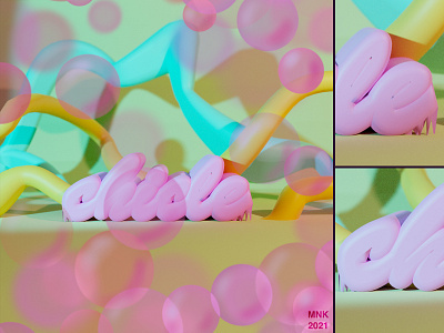 Chicle 3d 3d art blender graphic design illustration pastel colours procreate type typography