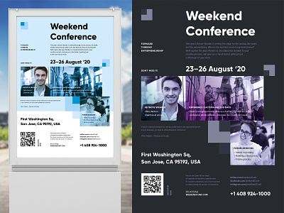 Weekend Conference Poster Template conference convention event flyer meetup photo poster promotion schedule seminar speakers template typography vector