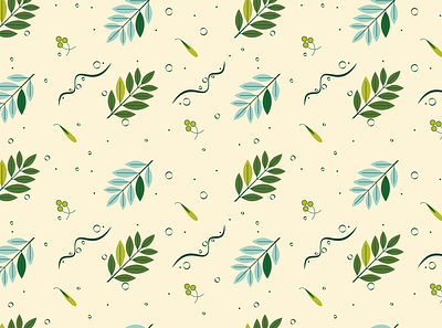 Twig Pattern bubbles cyan decorative ecology foliage green herb leaf leaves nature ornament pattern plant seamless twig twigs