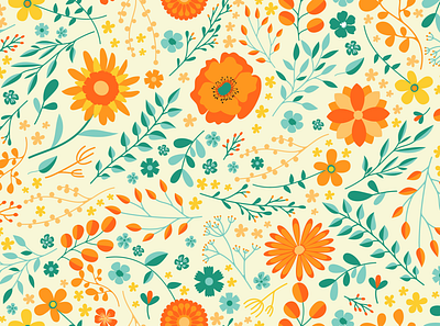 Summer Flower Pattern blossom branches decoration floral flower flower pattern flowers leaf leaves nature pattern petals poppy seamless summer sun sunflower twig twigs warm