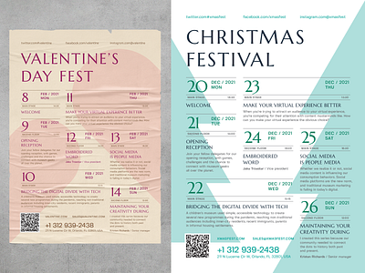 Holiday Schedule Poster Template calendar christmas event festival flyer invitation listing monthly plan playbill poster program promo qr qr code schedule template timeline valentine day vector