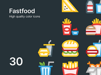 Fast Food Icons beverage burger cheeseburger corndog fast food food food container food truck french fries fried chicken hamburger hotdog meal sandwich soda street food take away to go