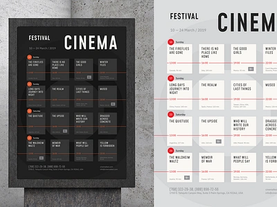 FREE. Film Festival Schedule Poster cinema event festival film flyer free freebie invitation minimalistic monthly movie poster print schedule template theater tile timeline timetable vector