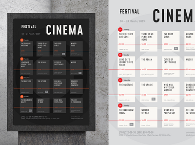 FREE. Film Festival Schedule Poster cinema event festival film flyer free freebie invitation minimalistic monthly movie poster print schedule template theater tile timeline timetable vector