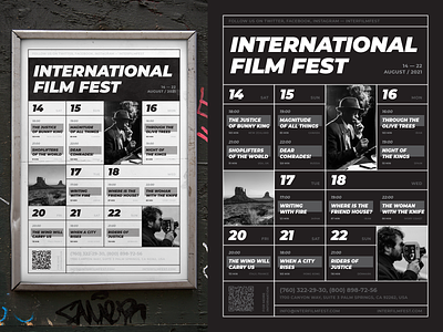Film Festival Poster calendar cinema event festival film flyer invitation movie poster program qr schedule template tiles timeline