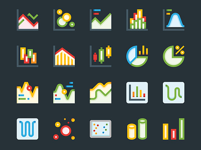 Chart Icons bar chart candlestick column diagram icons infographics pie chart pyramid report statistics stock market