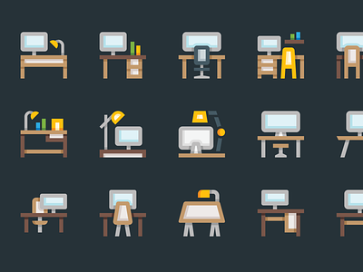 FREE Workplace Icons business computer desk free freebie home icons illustration interior office office desk office table table vector wooden table workplace