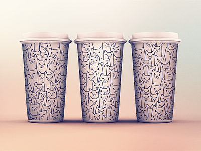 Cats pattern cats coffee cup edt illustration pattern print seamless vector