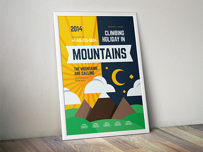 Mountains poster active holidays clouds edt eps event invitation moon mountains poster sun template