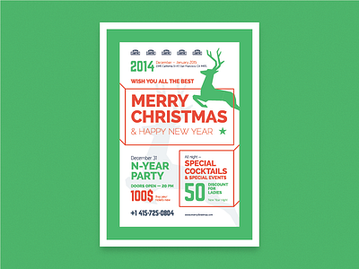 Christmas poster christmas deer eps event holidays invitation new year party poster template vector