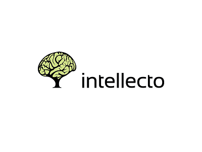 Intellecto logo template brain eco friendly brain green brain intellect iq logo simple smart smart business technology template tree