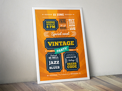 Vintage party poster blues eps event invitation jazz party poster template vector vintage